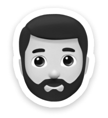 An emoji of a man with a beard and brown hair.