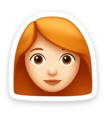 An emoji of a woman with red hair.